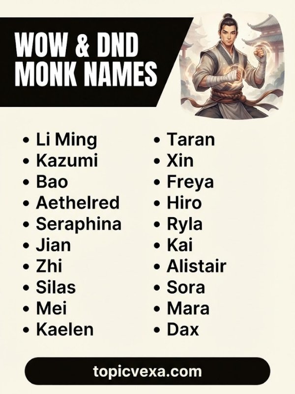 Wow & Dnd Monk Names